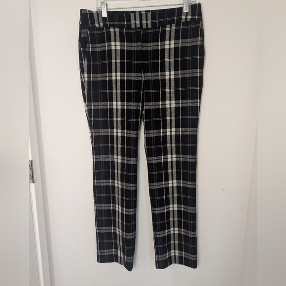 Ann Taylor Pants - Ann Taylor Womens Plaid Dress Pants Size 8 Black White Stretch Straight EUC